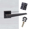 Forme Naxos Designer Lever on Minimal Square Rose - Matt Black Handle Pack