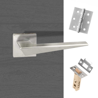 Image: Forme Naxos Designer Lever on Minimal Square Rose - Satin Chrome Handle Pack