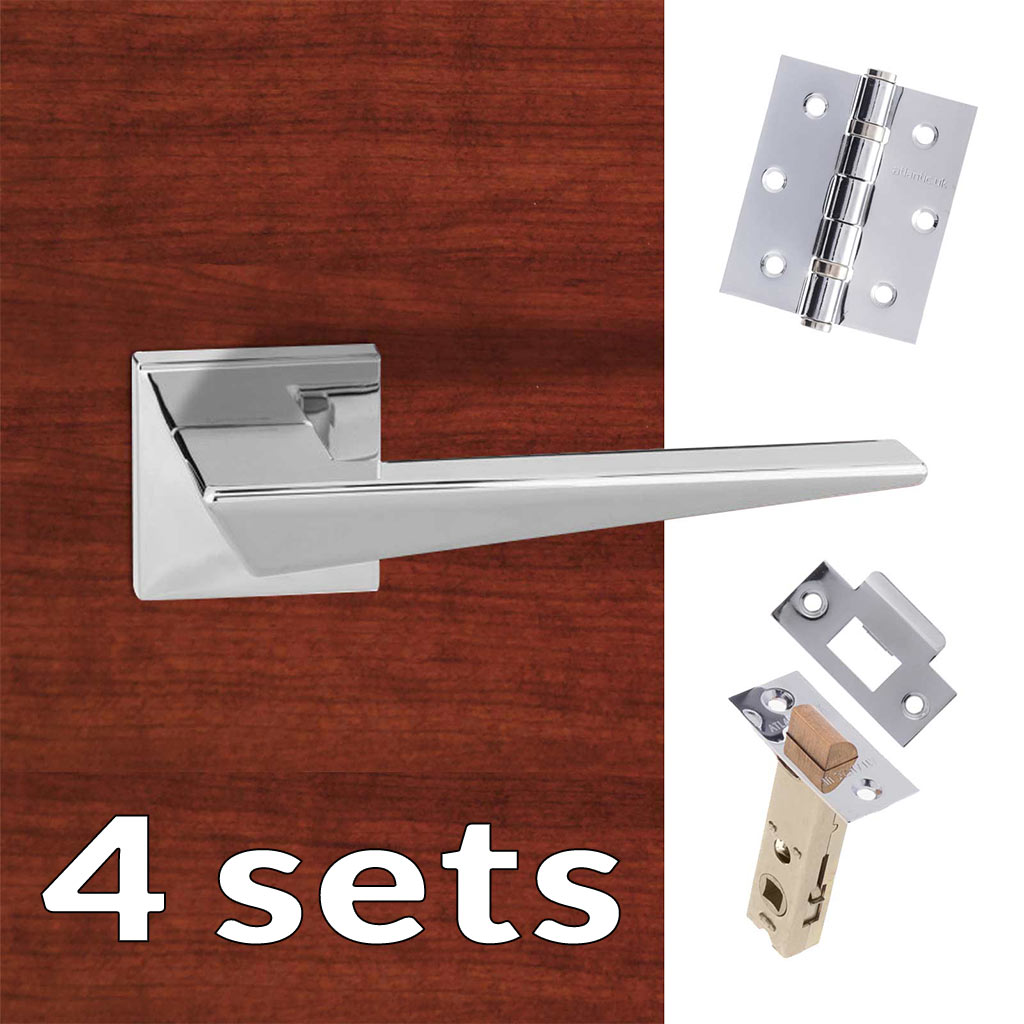 Four Pack Forme Naxos Designer Lever on Minimal Square Rose - Polished Chrome