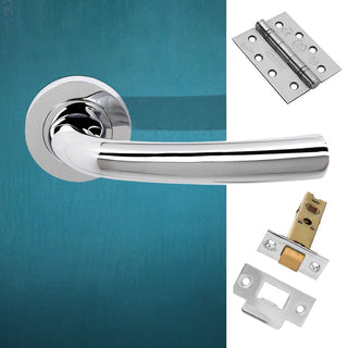 Image: Nevada Status Fire Lever on Round Rose - Polished Chrome Handle Pack