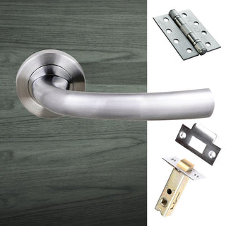 Image: Nevada Status Fire Lever on Round Rose - Satin Chrome Handle Pack
