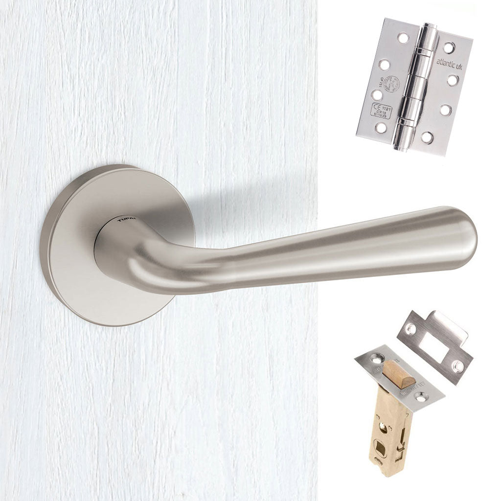 Tupai Rapido CurvaLine Adra Fire Lever on Round Rose - Pearl Nickel Handle Pack