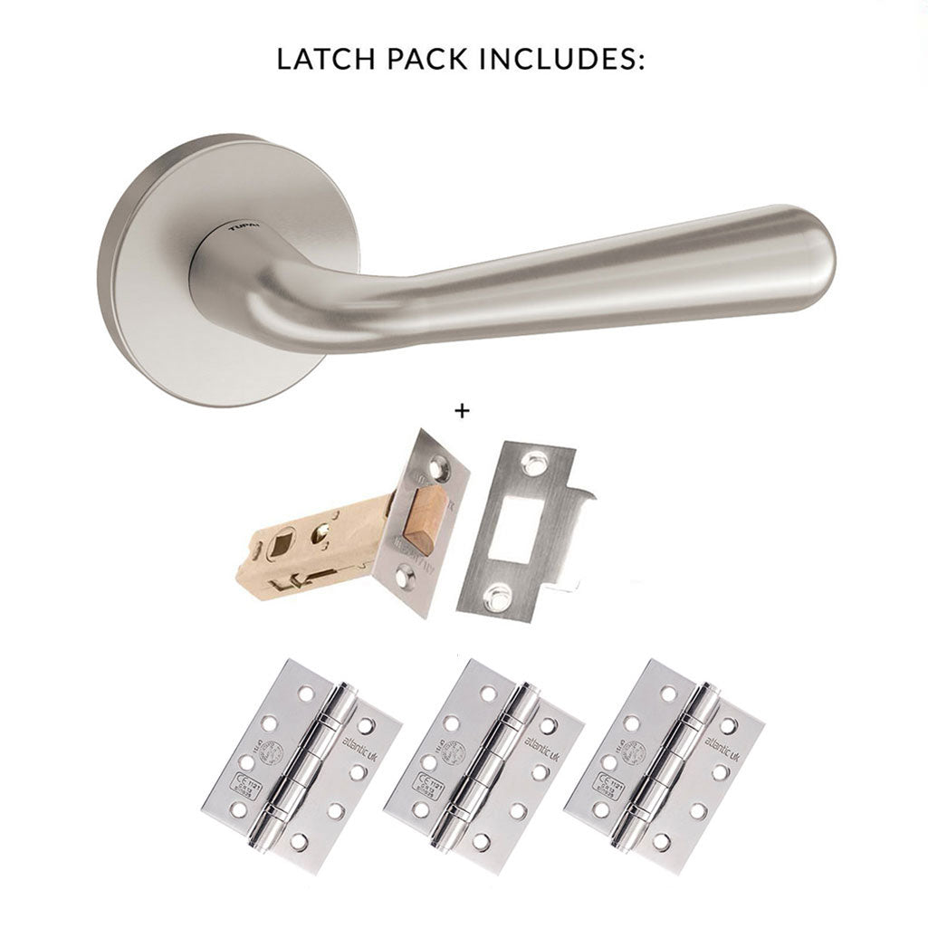 Tupai Rapido CurvaLine Adra Fire Lever on Round Rose - Pearl Nickel Handle Pack