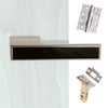 Tupai Rapido VersaLine Tobar Fire Lever on Long Rose - Pearl Black Decorative Plate - Pearl Nickel Handle Pack