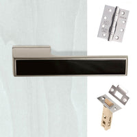 Tupai Rapido VersaLine Tobar Fire Lever on Long Rose - Pearl Black Decorative Plate - Pearl Nickel Handle Pack