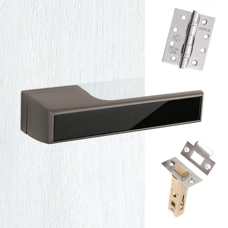 Tupai Rapido VersaLine Tobar Fire Lever on Long Rose - Pearl Black Decorative Plate - Titanium Handle Pack