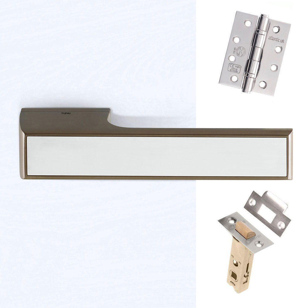 Tupai Rapido VersaLine Tobar Fire Lever on Long Rose - Polished Stainless Steel Decorative Plate - Titanium Handle Pack