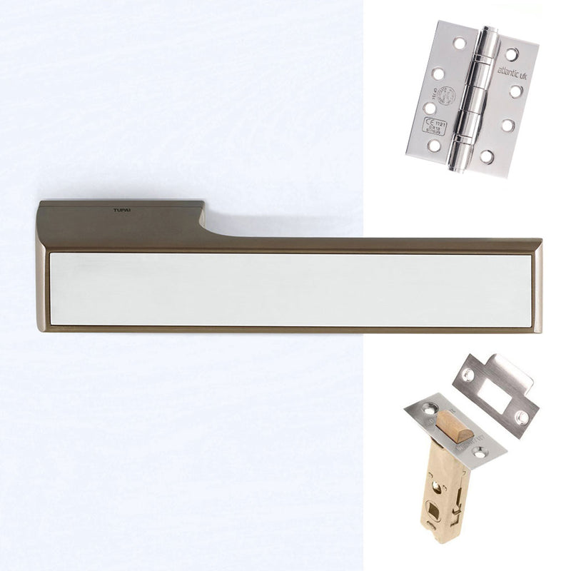 Tupai Rapido VersaLine Tobar Fire Lever on Long Rose - Polished Stainless Steel Decorative Plate - Titanium Handle Pack
