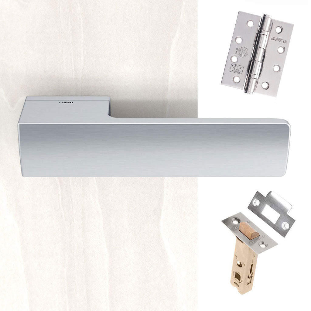 Tupai Rapido RetaLine Cartelle Designer Fire Lever on Long Rose - Satin Chrome Handle Pack