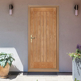 Image: Norfolk Flush Exterior Oak Door and Frame Set, From LPD Joinery