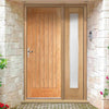 Norfolk Flush Exterior Oak Door and Frame Set - Frosted Double Glazing - One Side Screen, From LPD Joinery