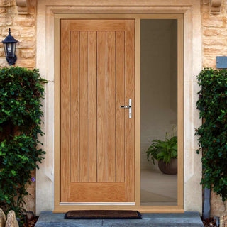 Image: Norfolk Flush Exterior Oak Door and Frame Set - One Unglazed Side Screen, From LPD Joinery