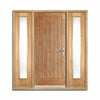 Norfolk Flush Exterior Oak Door and Frame Set - Frosted Double Glazing - Two Side Screens, From LPD Joinery
