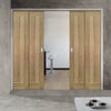 Norwich American Oak Veneer Staffetta Quad Telescopic Pocket Doors - Unfinished