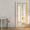 Bespoke Norwich Real American Oak Veneer Internal Door - Clear Bevelled Glass - Unfinished