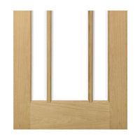 Norwich Real American Oak Veneer Door Pair - Clear Bevelled Glass - Unfinished