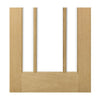 Norwich Real American Oak Veneer Double Evokit Pocket Door Detail - Clear Bevelled Glass - Unfinished