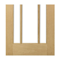 Norwich Real American Oak Veneer Double Evokit Pocket Door Detail - Clear Bevelled Glass - Unfinished
