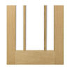 Norwich Real American Oak Veneer Double Evokit Pocket Door Detail - Clear Bevelled Glass - Unfinished