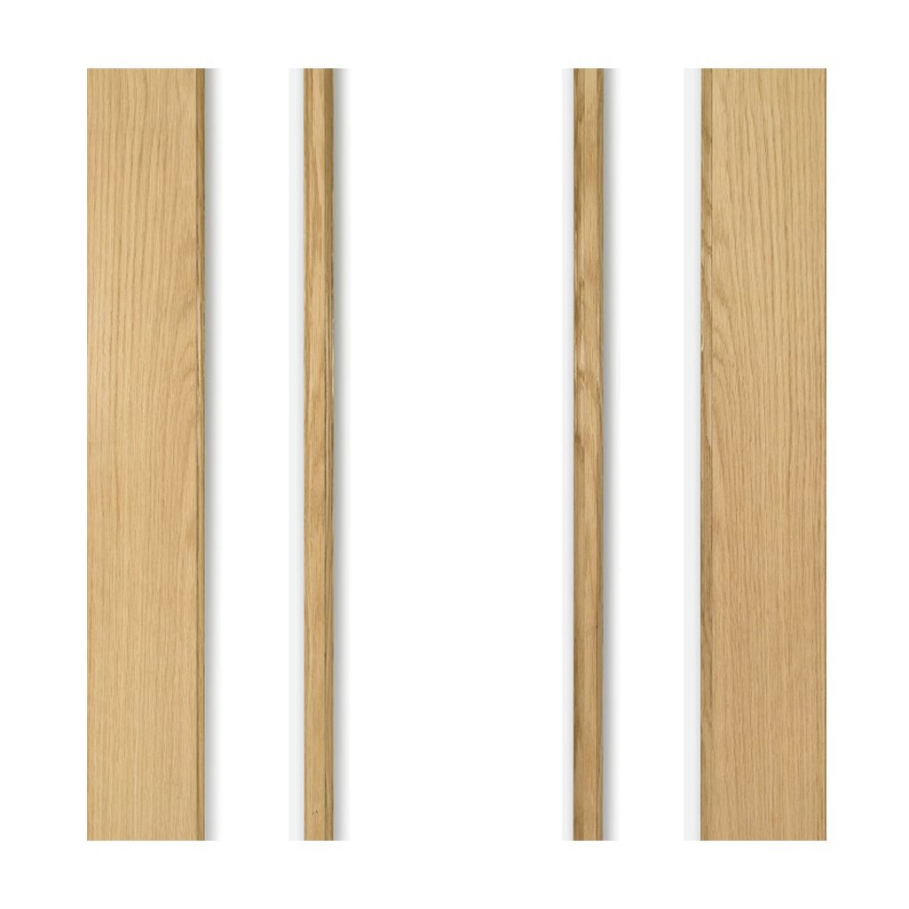 Norwich Real American Oak Veneer Double Evokit Pocket Door Detail - Clear Bevelled Glass - Unfinished