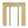 Norwich American Oak Veneer Staffetta Twin Telescopic Pocket Doors - Clear Bevelled Glass - Unfinished