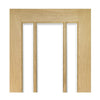 Norwich Real American Oak Veneer Double Evokit Pocket Door Detail - Clear Bevelled Glass - Unfinished