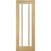 Norwich Real American Oak Veneer Door Pair - Clear Bevelled Glass - Unfinished