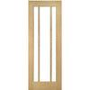 Saturn Tubular Stainless Steel Sliding Track & Norwich Oak Double Door - Clear Bevelled Glass - Unfinished