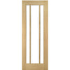 Double Sliding Door & Wall Track - Norwich Real American Oak Veneer Door - Clear Bevelled Glass - Unfinished