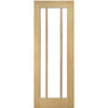 Pass-Easi Two Sliding Doors and Frame Kit - Norwich Real American Oak Veneer Door - Clear Bevelled Glass - Unfinished
