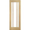 Norwich Real American Oak Veneer Double Evokit Pocket Door Detail - Clear Bevelled Glass - Unfinished