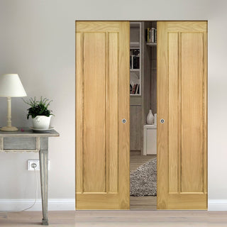 Image: Norwich Oak Absolute Evokit Double Pocket Doors - Unfinished