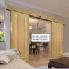 Double Sliding Door & Wall Track - Norwich Real American Oak Veneer Door - Unfinished