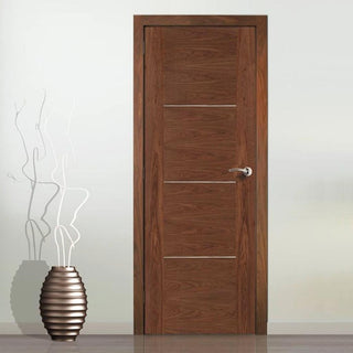 Image: OUTLET - Flush Walnut Fire Door - 1/2 Hour Fire Rated - Prefinished - Some Small Dents