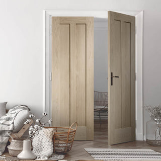 Image: Prefinished Bespoke Novara Oak Door Pair - Choose Your Colour