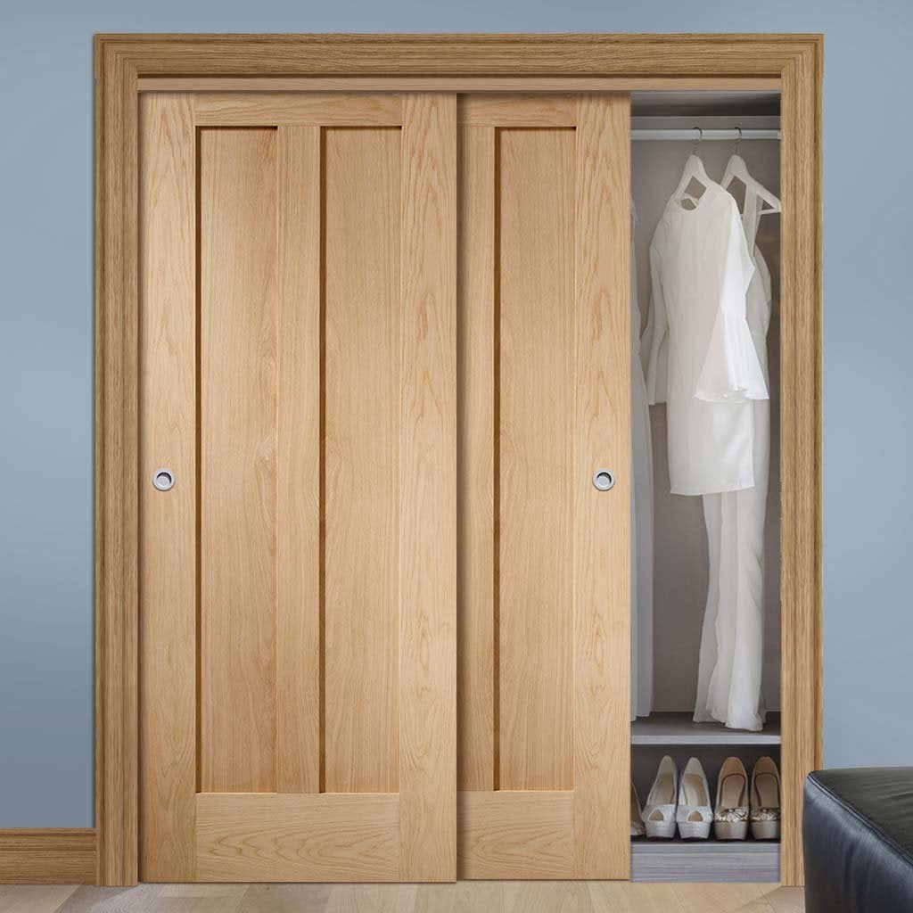 Bespoke Thruslide Novara Oak 2 Panel 2 Door Wardrobe and Frame Kit