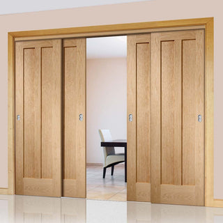 Image: Bespoke Thruslide Novara Oak 2 Panel - 4 Sliding Doors and Frame Kit