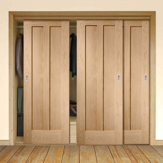 Image: Bespoke Thruslide Novara Oak 2 Panel 3 Door Wardrobe and Frame Kit