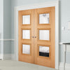 Amsterdam 3 Pane Glazed Oak Door Pair - Prefinished