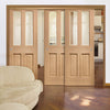 Three Sliding Doors and Frame Kit - Malton Oak Door - Bevelled Clear Glass - Unfinished