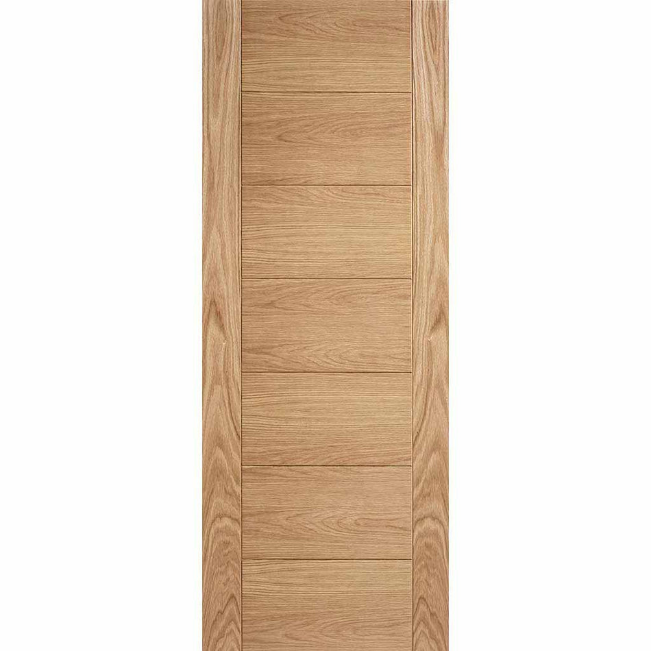 Bespoke Thruslide Carini 7 Panel Oak Flush Door - 3 Sliding Doors and Frame Kit - Prefinished