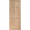 Colonial 6 Panel Oak Veneer Staffetta Quad Telescopic Pocket Doors - No Raised Moulding