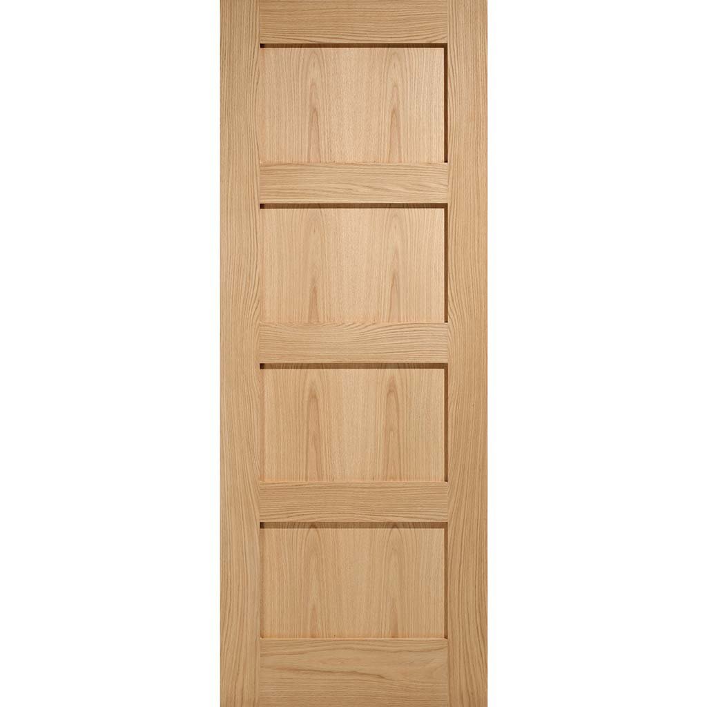 Contemporary Oak 4 Panel Single Evokit Pocket Door Detail - Prefinished
