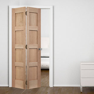 Image: Contemporary 4 Panel Oak Bifold Door