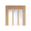 Two Sliding Doors and Frame Kit - Coventry Contemporary Oak Door - Clear Glass - Unfinished