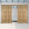 Pass-Easi Four Sliding Doors and Frame Kit - Coventry Shaker Style Oak Door - Unfinished