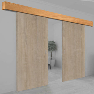 Image: Thruslide Oak Veneer Prefinished Pelmet Kit for Double Sliding Doors
