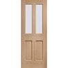 Sirius Tubular Stainless Steel Sliding Track & Malton Oak Double Door - Bevelled Clear Glass - Prefinished