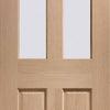 Bespoke Thruslide Malton Oak Glazed - 4 Sliding Doors and Frame Kit - Prefinished