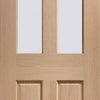 Single Sliding Door & Wall Track - Malton Oak Door - Bevelled Clear Glass - Prefinished